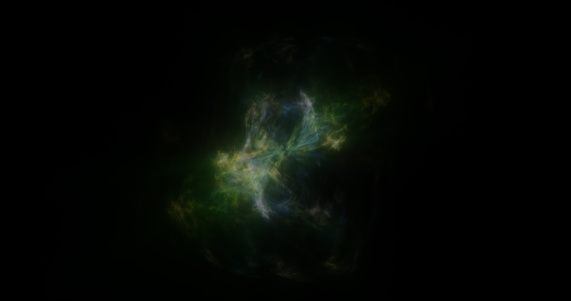 Multicolored energy glowing green cosmic magic smoke dust futuristic bright background.