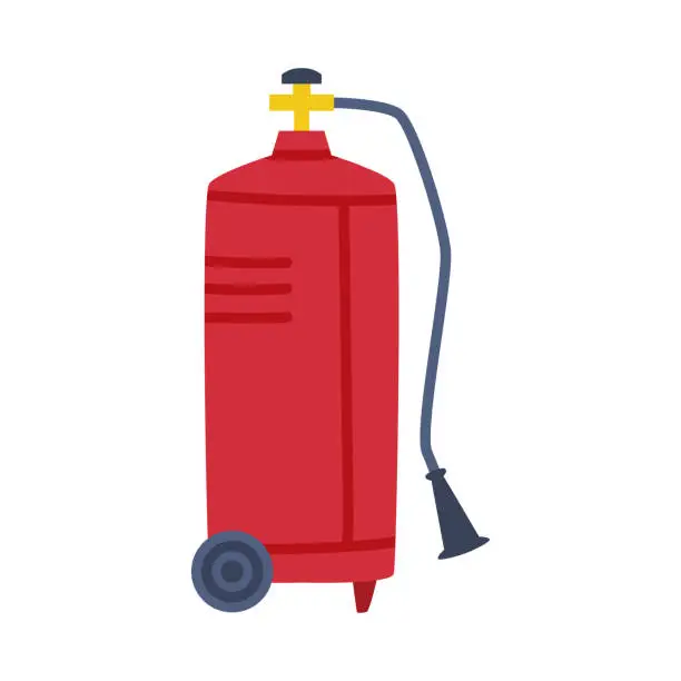 Vector illustration of Red Gas Cylinder as High Pressure Vessel Vector Illustration
