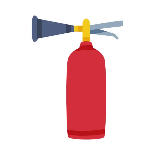 Vector illustration of Red Fire Extinguisher as Active Protection Device and Safety Equipment Vector Illustration