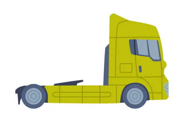 Vector illustration of Green Truck Semi Trailer as Tractor Unit Vector Illustration