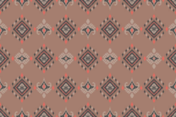 istock Ikat tribal Indian seamless pattern. Ethnic Aztec fabric carpet mandala ornament native boho chevron textile.Geometric African American oriental traditional vector illustrations. Embroidery style. 2073630387