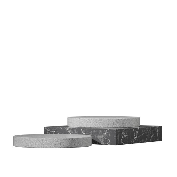 istock in square black marble block, rendering 3d transparent background of white granite podium 2073635690