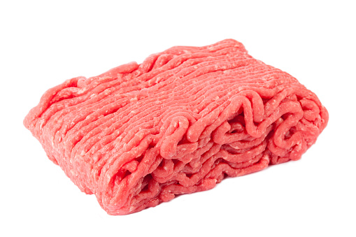 Raw ground beef isolated on white