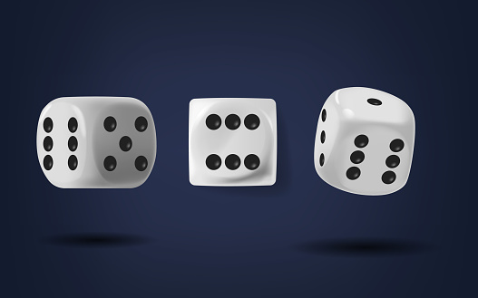 White Dice Cubes or Craps Are Small, Six-sided Objects With Dots Ranging From 1 To 6, Used For Generating Random Numbers In Games And Probability Exercises. Realistic 3d Vector Illustration