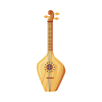 Stringed Musical Instrument as Georgia Country Attribute Vector Illustration. National Authentic Symbol of Georgian Culture Concept