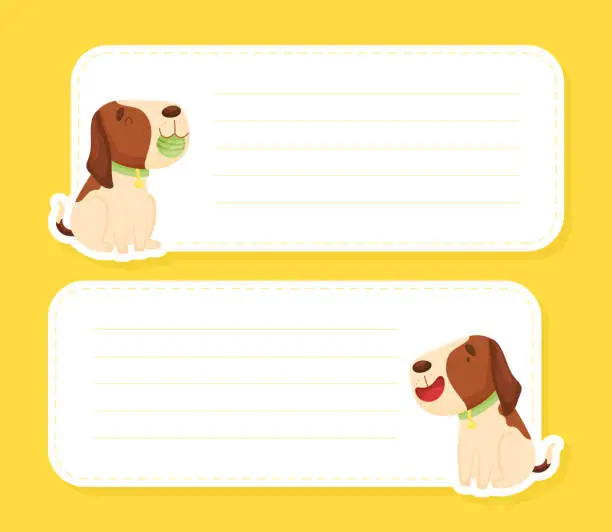 Vector illustration of Cartoon Beagle Dog Character Note or Reminder Card Vector Template