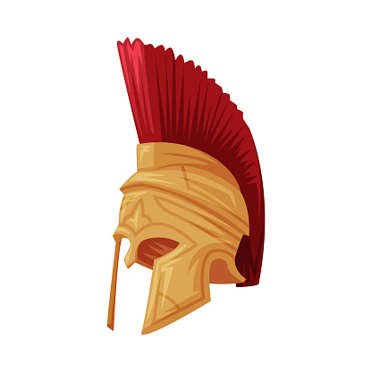Helmet of Gladiator Warrior as Greece Object and Traditional Cultural Symbol Vector Illustration. Metal Greek Soldier Accessory as Indigenous Country Attribute Concept