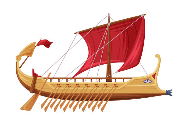 istock Trireme Ancient Vessel and Type of Galley as Greece Traditional Cultural Symbol Vector Illustration 2073749360