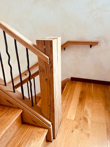 Staircase Newel Post in Rustic Craftsman Style Home