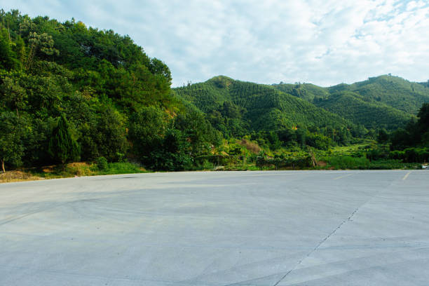 istock Road landscape platform in front of the forest 2073779264