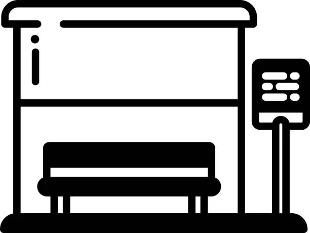 Vector illustration of Bus Stop glyph and line vector illustration