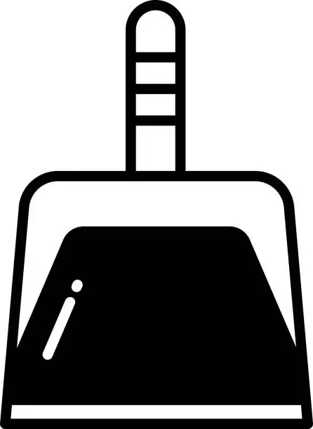 Vector illustration of Dust Pan glyph and line vector illustration