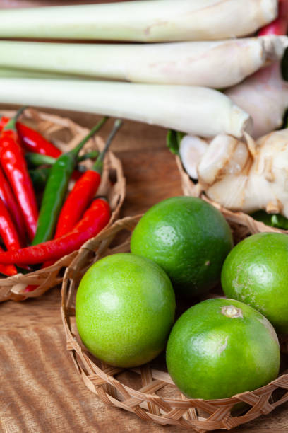 istock tom yum spicy soup ingredient on wooden rustic background 2073793804