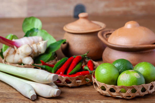 istock tom yum spicy soup ingredient on wooden rustic background 2073793815