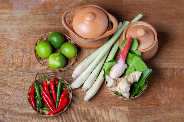 istock tom yum spicy soup ingredient on wooden rustic background 2073793816