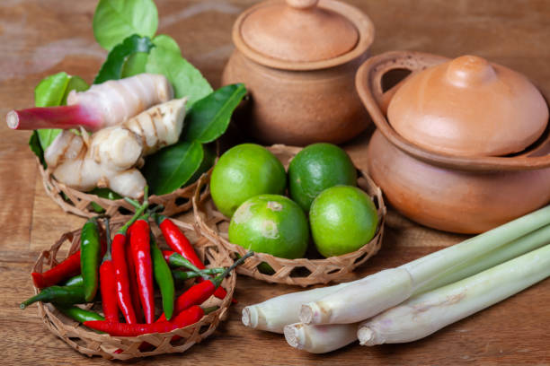 istock tom yum spicy soup ingredient on wooden rustic background 2073793818