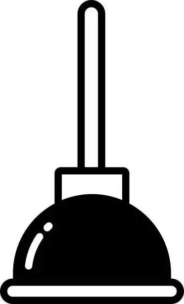 Vector illustration of Plunger glyph and line vector illustration