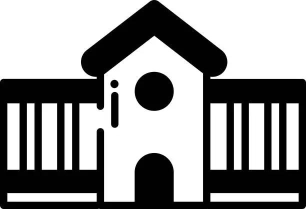 Vector illustration of School building glyph and line vector illustration