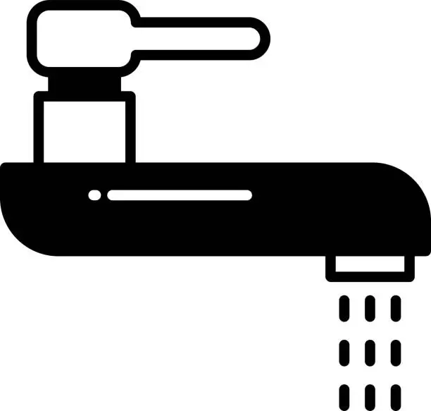Vector illustration of Water Tap glyph and line vector illustration