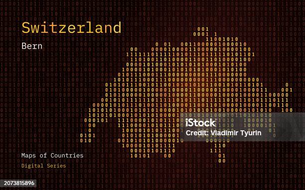 Switzerland Map Shown In Binary Code Pattern Tsmc Blue Matrix Numbers ...