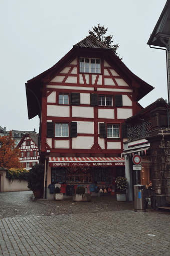 small souvenir shop in the city of Lucerne in Switzerland on November 20, 2019