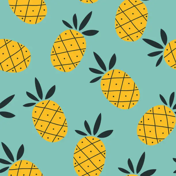 Vector illustration of Pineapple seamless pattern. Summer background. Vector illustration.