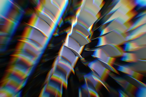 Turbine Gas Steam Blade Shovel Background Prism Glitch Abstract Futuristic Swirl Pattern Neon Silver Rainbow Technology Texture Close-Up Distorted Fantasy Photography for banner, flyer, card, poster, brochure, presentation