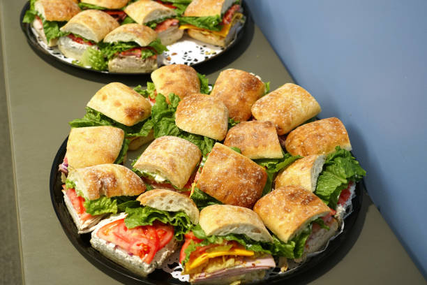 close up on fresh sandwich in the platter