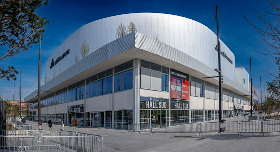Paris, France - 11 21 2023: View the facade ot the Adidas Arena building