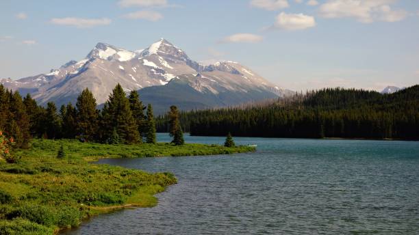 istock beatiful Maligne lake in Jasper national park 2073982300