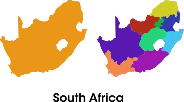 Vector illustration of South Africa map with political division