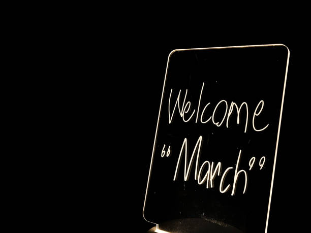 istock On the glass lamp that can be written, it says Welcome march. 2074036117