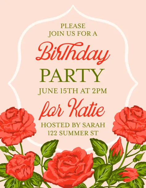 Vector illustration of Roses Party Invitation Template