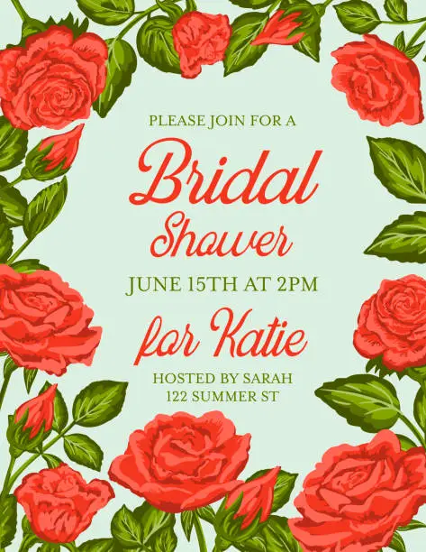 Vector illustration of Roses Party Invitation Template