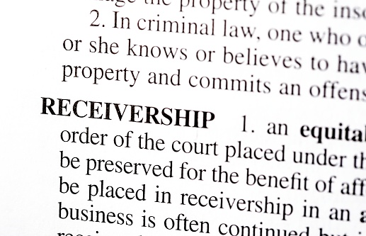 close up photo of the word receivership