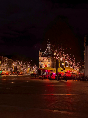 Night view of the main square of Deventer