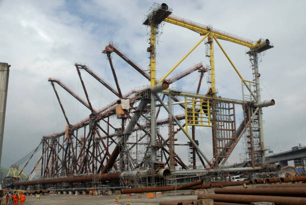 istock Oil and gas platform jacket building. 2074070734