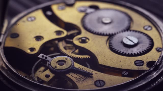 Gears in the mechanism in the old vintage watches