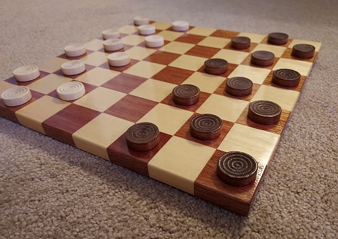 Wood Checkers Game Board