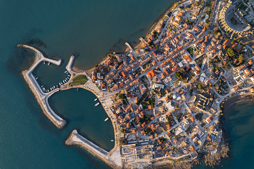 Aerial view of Side Antique City, Antalya, Turkey