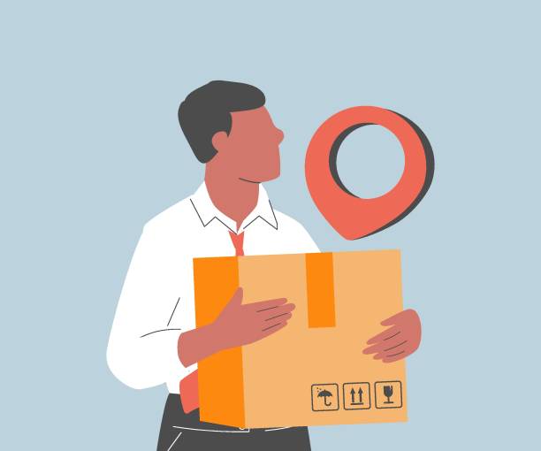 istock Online delivery service concept, online order tracking, delivery home and office. Courier, delivery man in respiratory 2074181312