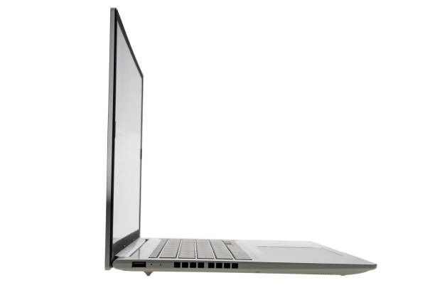 istock Modern portable computer mockup laptop pc isolated on white background copy space. Side view. 2074205450
