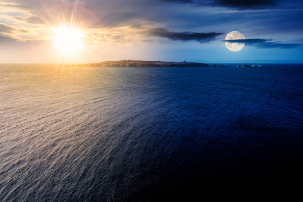 Sun is setting over by the sea.\nIstanbul - Turkey.
