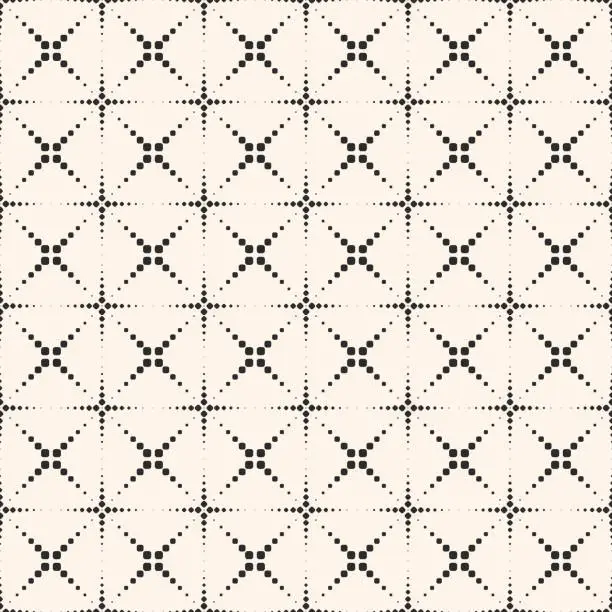 Vector illustration of Vector seamless pattern with halftone dotted lines. Monochrome geometric texture