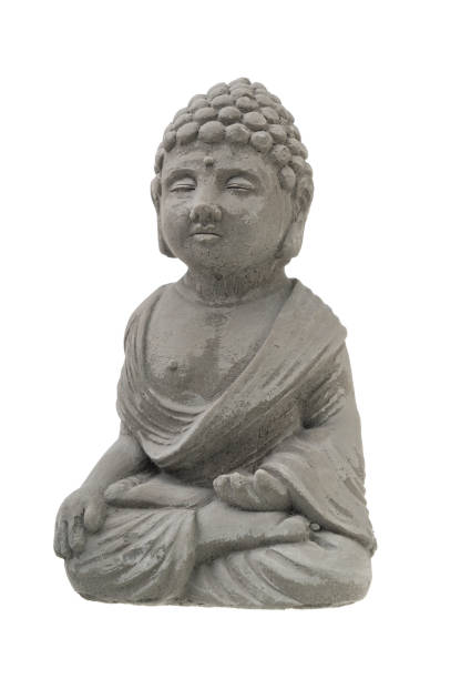 istock Stone statue of Buddha isolated on white background close-up. 2074262111