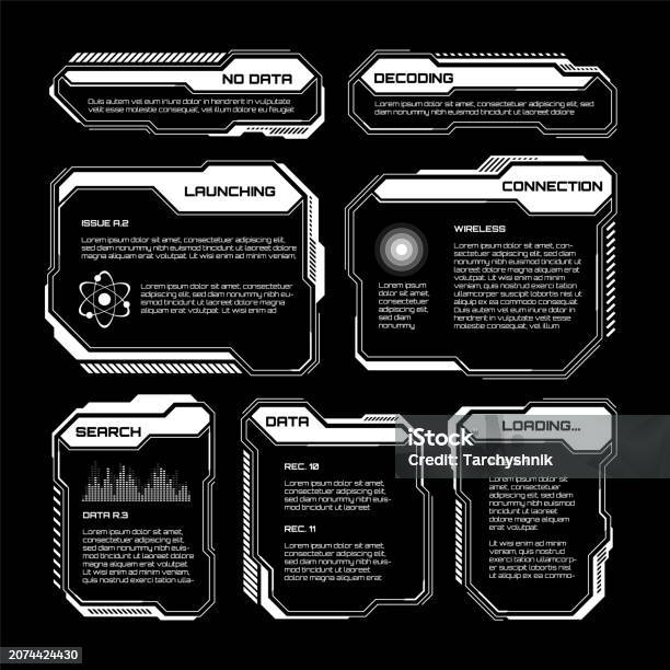 Text Box Ui Examples Games White Futuristic Hud Ui Elements Scifi User Interface Text Boxes ...