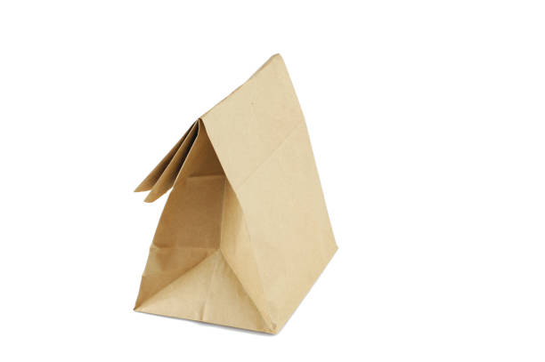 recycle brown paper bag isolated on white background