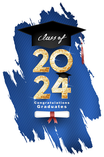 Class of 2024 Vector text for graduation gold design, congratulation event, T-shirt, party, high school or college graduate. Lettering for greeting, invitation card