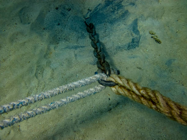 istock Anchor on the seabed secured with ropes 2074534924