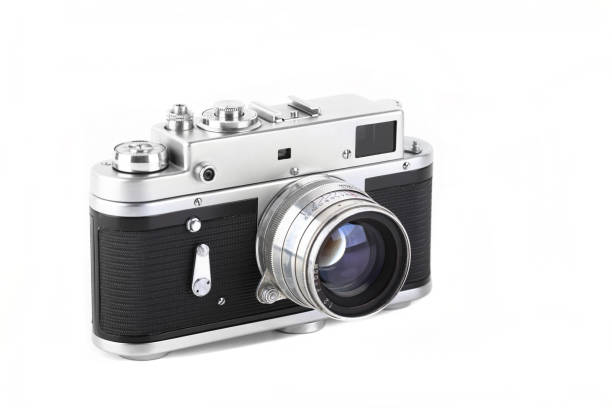 istock Vintage rangefinder camera 70s on white background. 2074556425